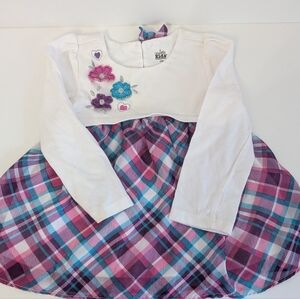 Kid's Headquarters white Long Sleeve Tunic with plaid print size 24 months